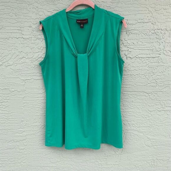 Dana Buchman Tops - Dana Buchman Women's Green Sleeveless Tie-Neck Blouse Size L